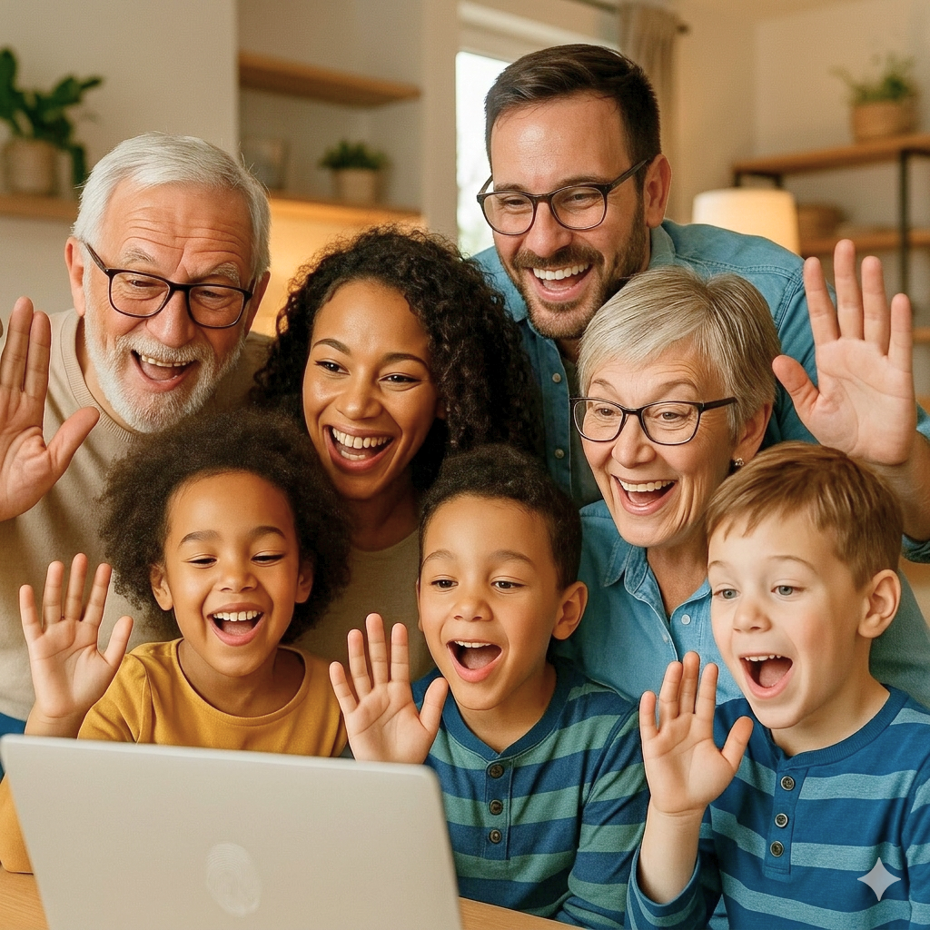 Multi-generational family using devices together